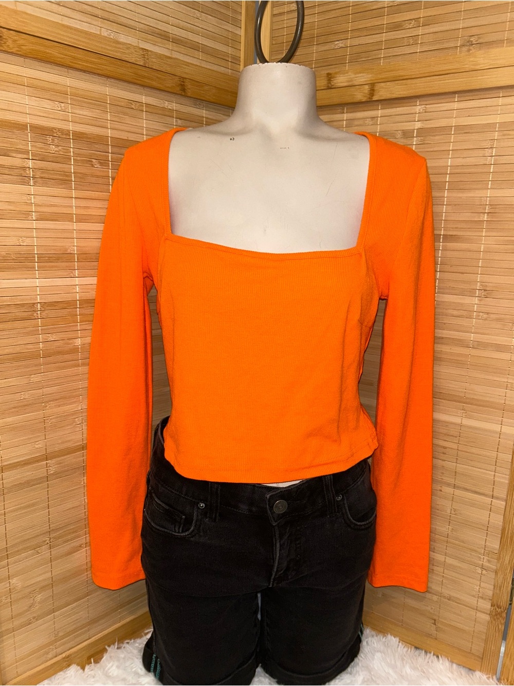Princess Polly Kinsey orange long sleeved ribbed top shirt woman’s size 10 NWT